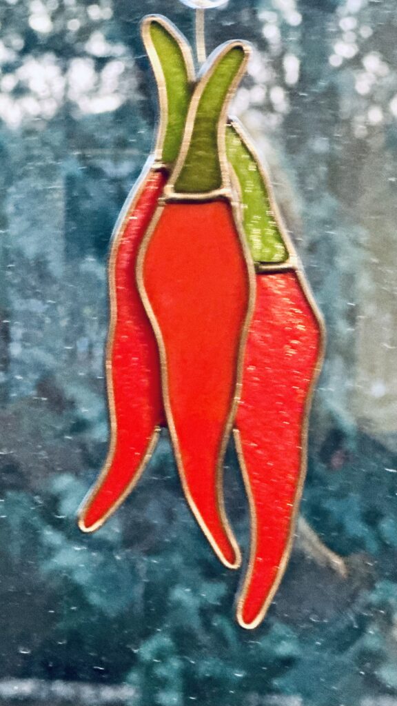Chile peppers suncatcher