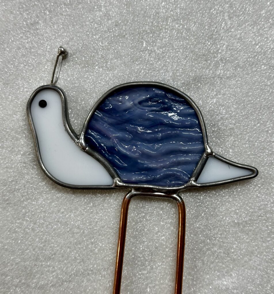 Snail stained glass plant stake