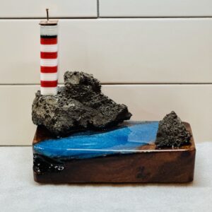 Lighthouse on walnut wood