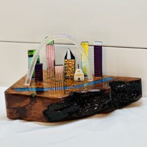 St. Louis skyline set on walnut wood